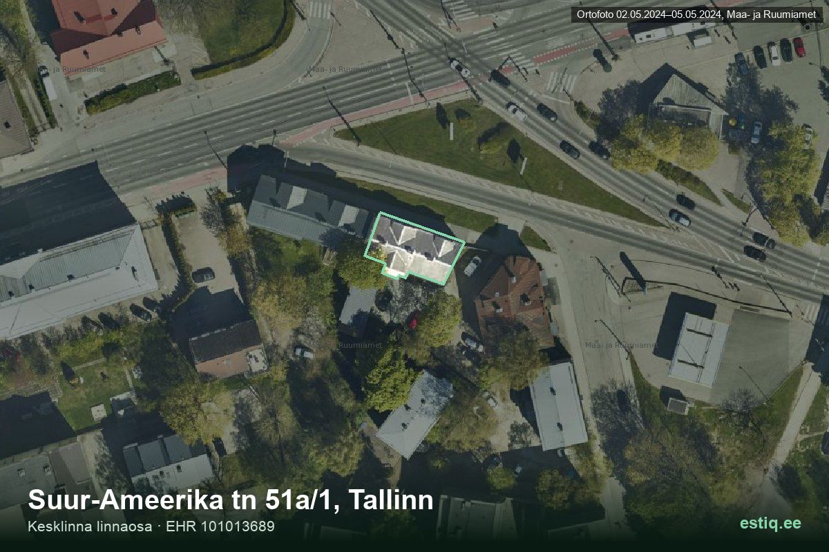 Suur-Ameerika tänav 51a/1, Tallinn – aerial photo of the building, outline from the Building Register (EHR)