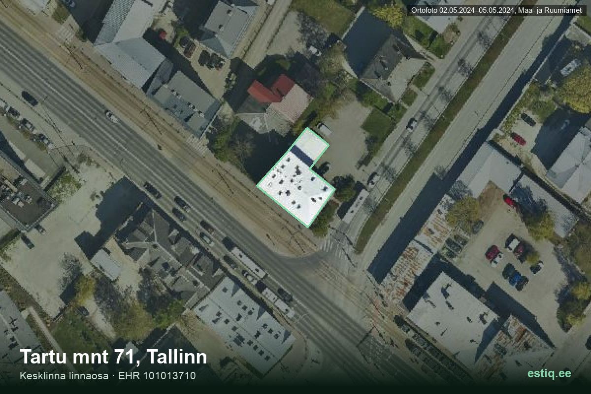 Tartu mnt 71, Tallinn – aerial photo of the building, outline from the Building Register (EHR)