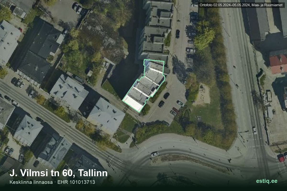 J. Vilmsi tänav 60, Tallinn – aerial photo of the building, outline from the Building Register (EHR)