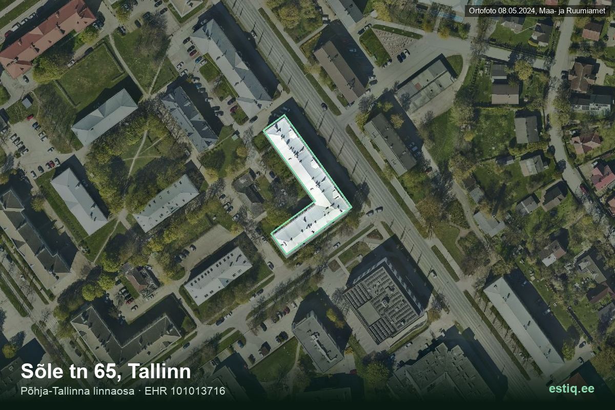 Sõle tänav 65, Tallinn – hoone aerofoto, kontuur ehitisregistri (EHR) andmetest