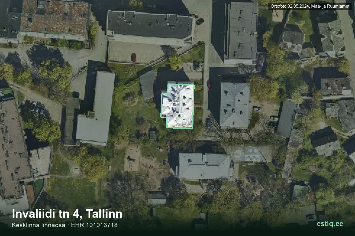 Invaliidi tänav 4, Tallinn – aerial photo of the building, outline from the Building Register (EHR)