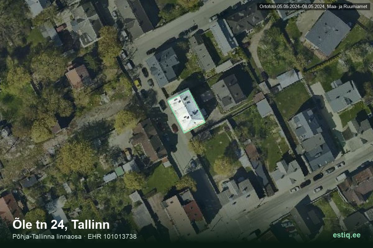 Õle tänav 24, Tallinn – hoone aerofoto, kontuur ehitisregistri (EHR) andmetest