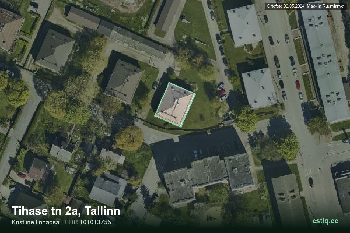 Tihase tänav 2a, Tallinn – aerial photo of the building, outline from the Building Register (EHR)