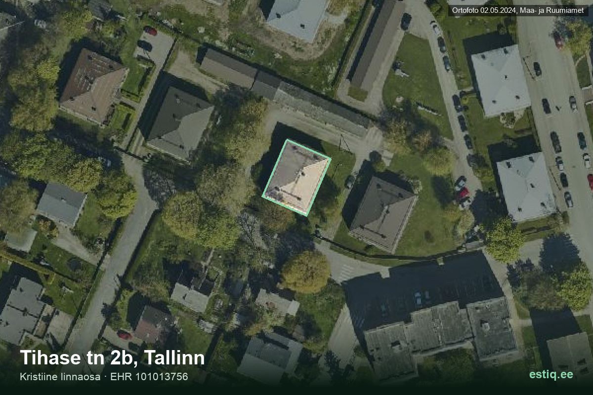 Tihase tänav 2b, Tallinn – aerial photo of the building, outline from the Building Register (EHR)
