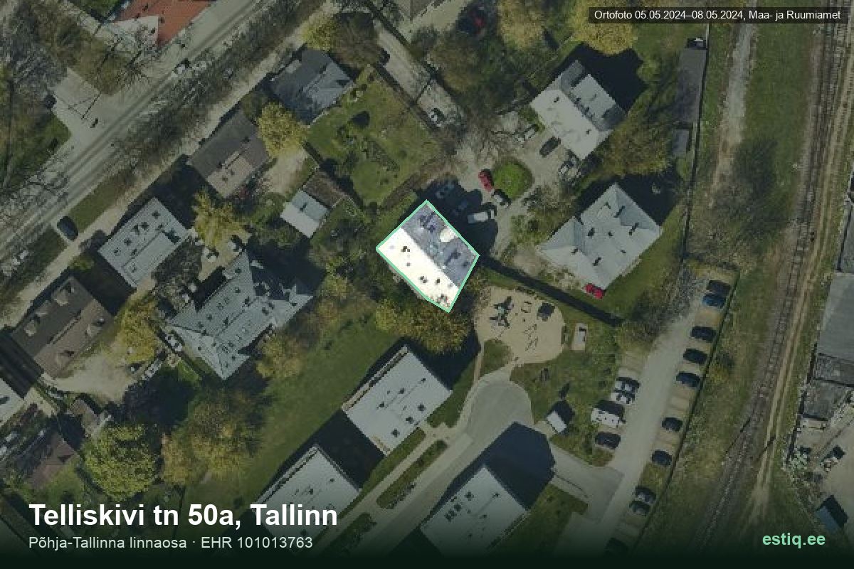 Telliskivi tänav 50a, Tallinn – hoone aerofoto, kontuur ehitisregistri (EHR) andmetest
