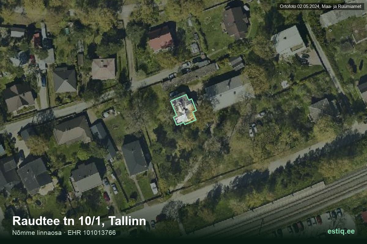 Raudtee tänav 10-1, Tallinn – hoone aerofoto, kontuur ehitisregistri (EHR) andmetest