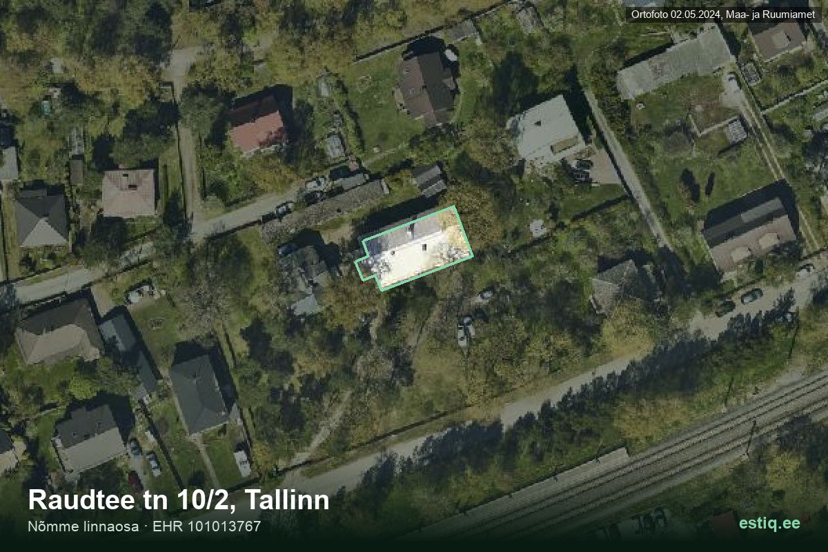 Raudtee tänav 10/2, Tallinn – hoone aerofoto, kontuur ehitisregistri (EHR) andmetest