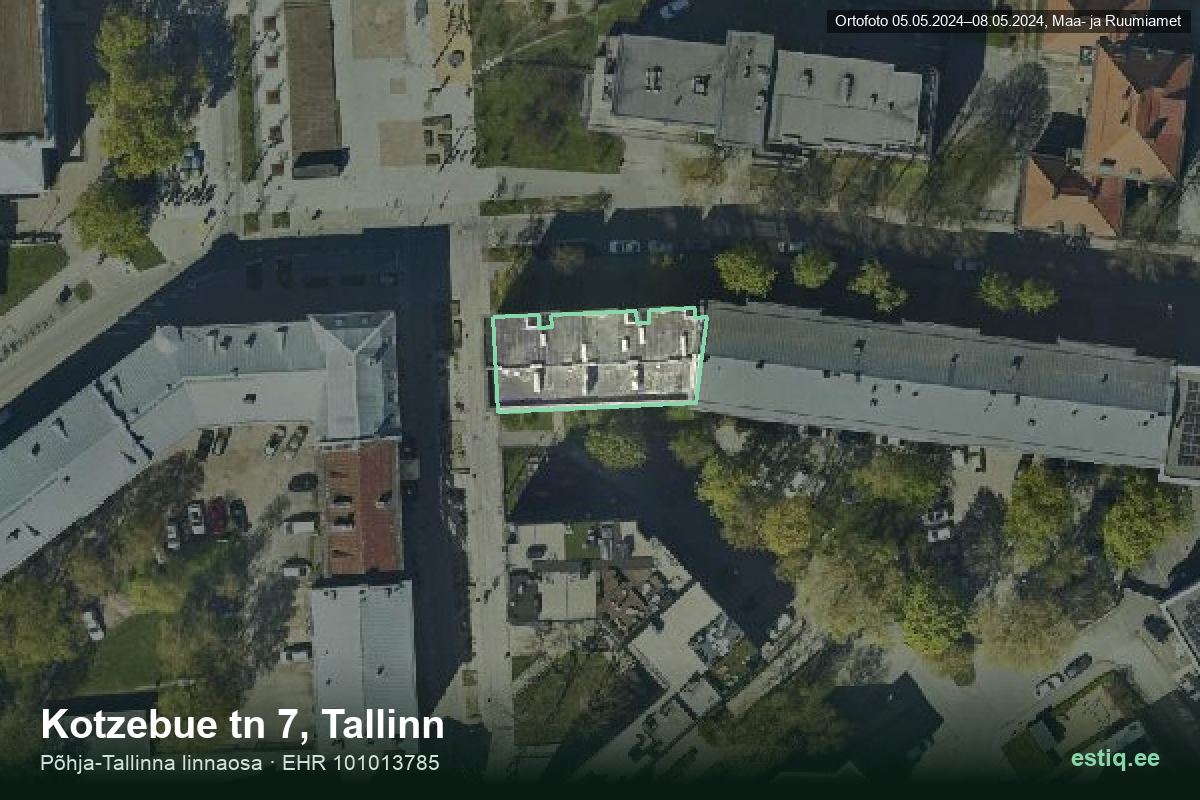 Kotzebue tänav 7, Tallinn – ilmakuva rakennuksesta, ääriviiva rakennusrekisteristä (EHR)