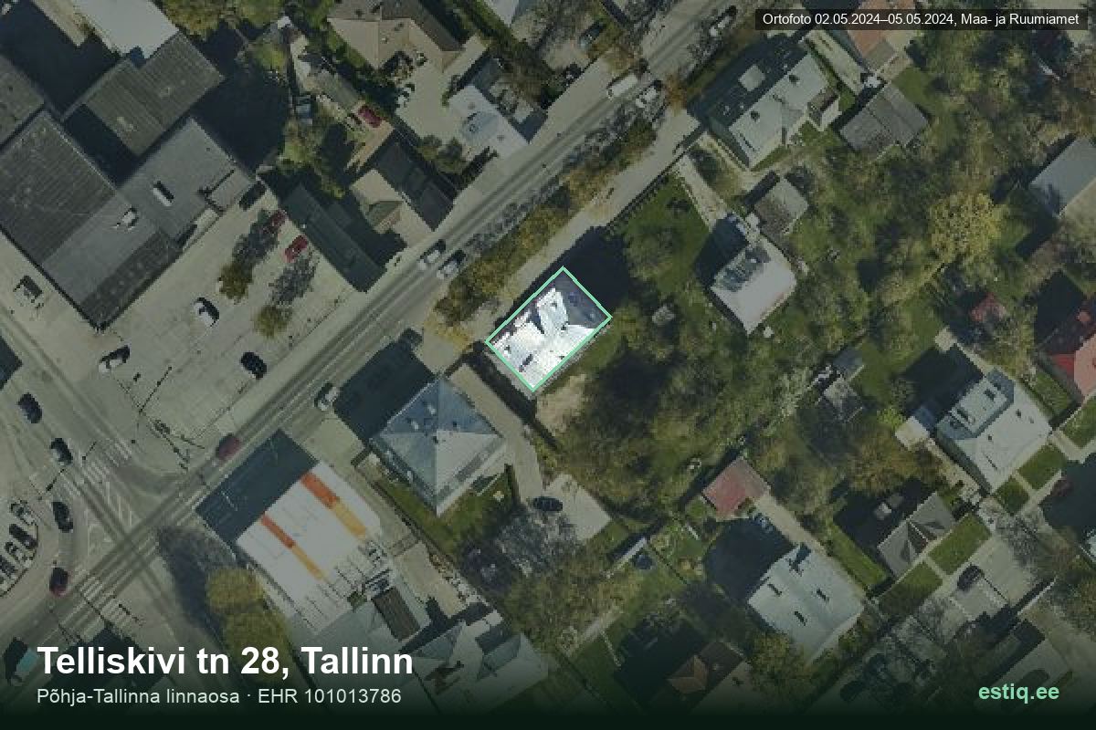 Telliskivi tänav 28, Tallinn – hoone aerofoto, kontuur ehitisregistri (EHR) andmetest