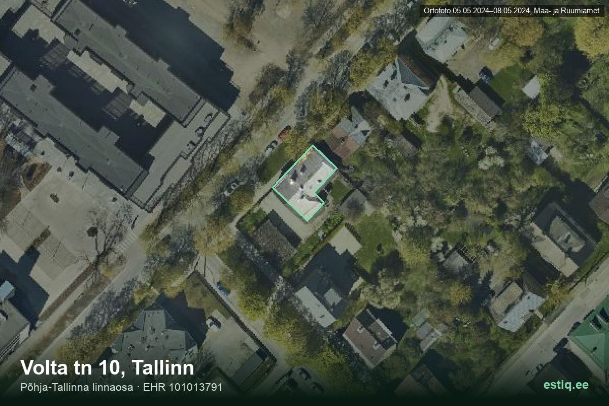Volta tänav 10, Tallinn – ilmakuva rakennuksesta, ääriviiva rakennusrekisteristä (EHR)