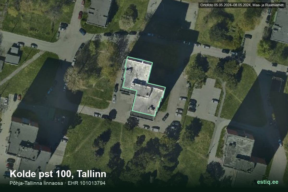 Kolde pst 100, Tallinn – hoone aerofoto, kontuur ehitisregistri (EHR) andmetest