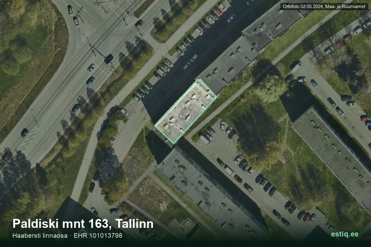Paldiski mnt 163, Tallinn – hoone aerofoto, kontuur ehitisregistri (EHR) andmetest