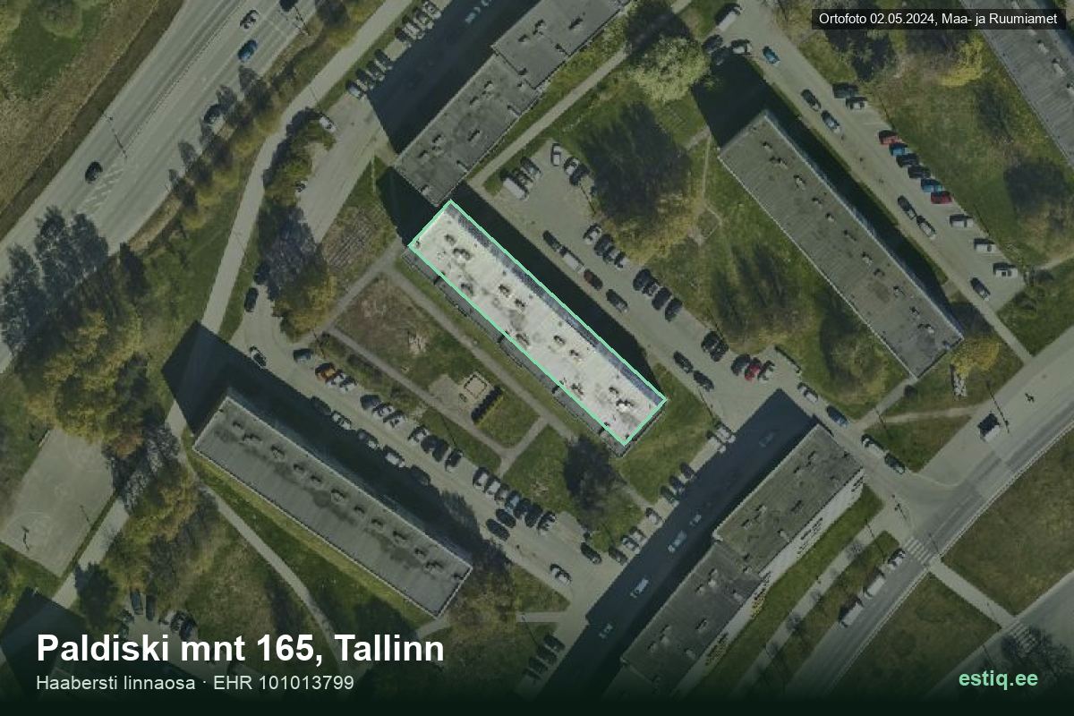 Paldiski mnt 165, Tallinn – ilmakuva rakennuksesta, ääriviiva rakennusrekisteristä (EHR)