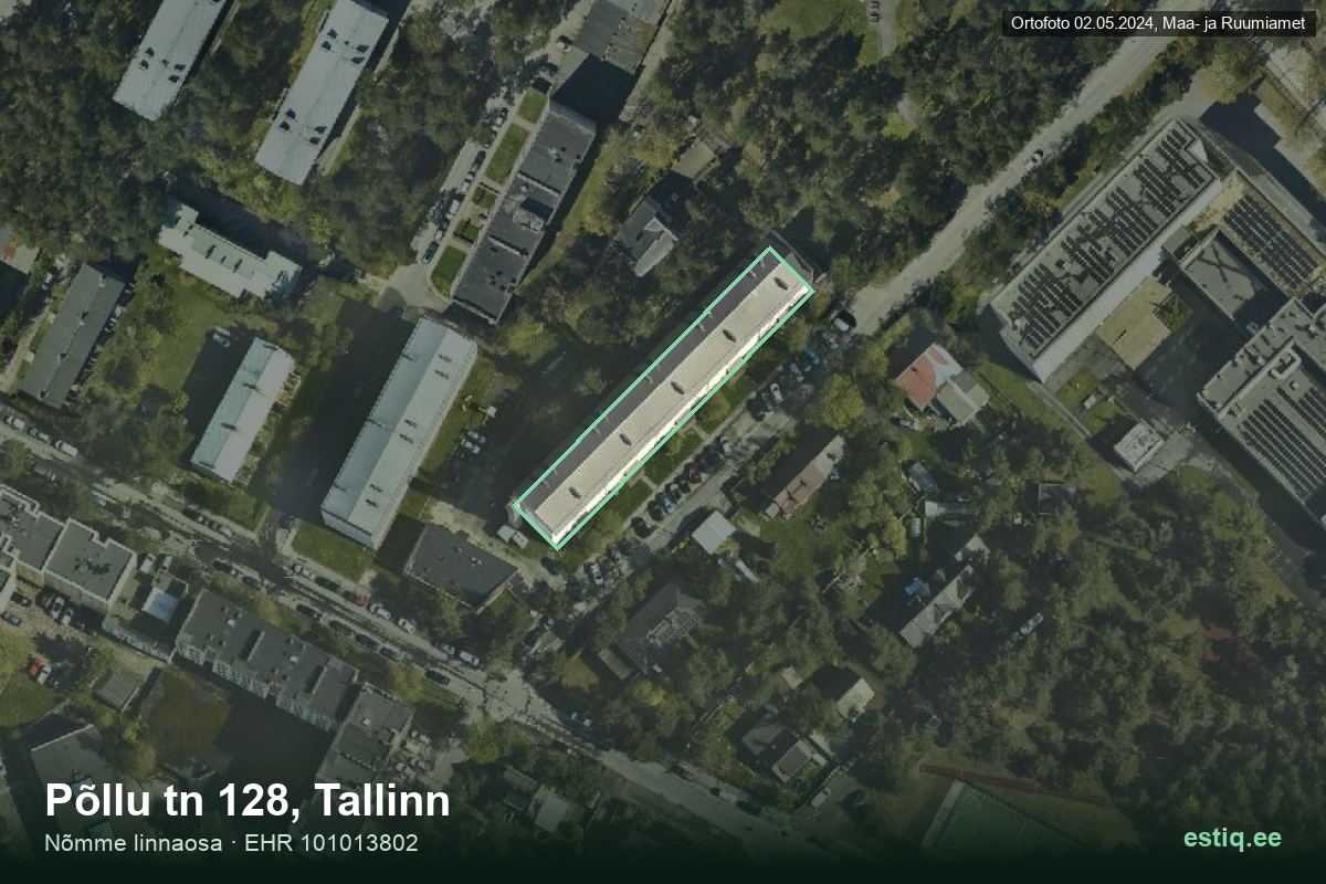 Põllu tänav 128, Tallinn – hoone aerofoto, kontuur ehitisregistri (EHR) andmetest