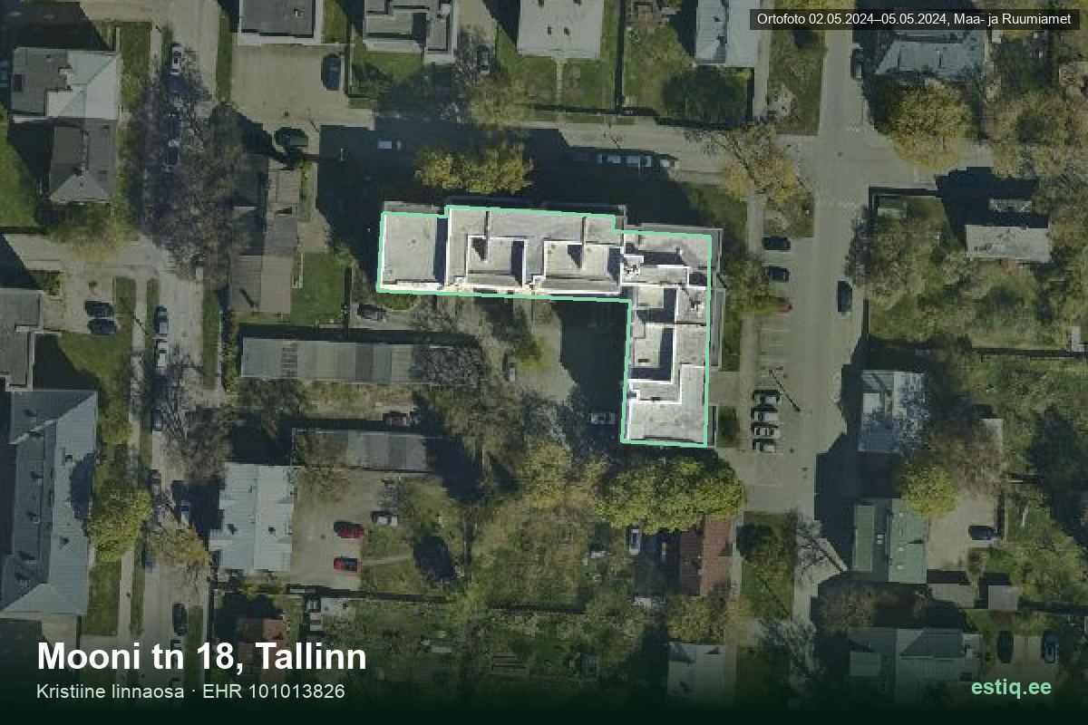 Mooni tänav 18, Tallinn – aerial photo of the building, outline from the Building Register (EHR)