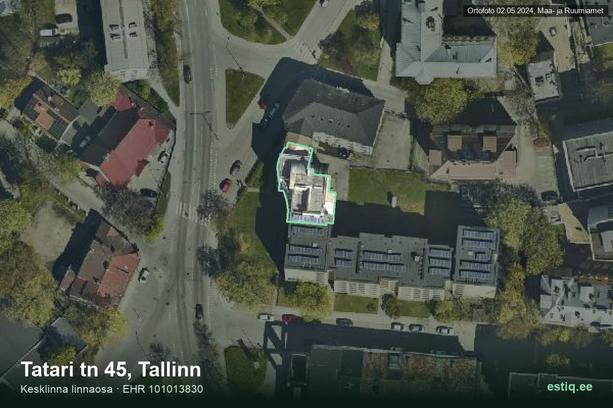 Tatari tänav 45, Tallinn – ilmakuva rakennuksesta, ääriviiva rakennusrekisteristä (EHR)