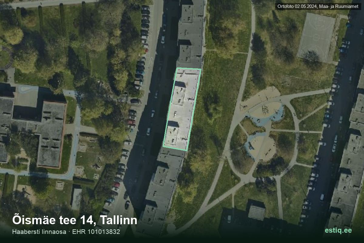 Õismäe tee 14, Tallinn – aerial photo of the building, outline from the Building Register (EHR)