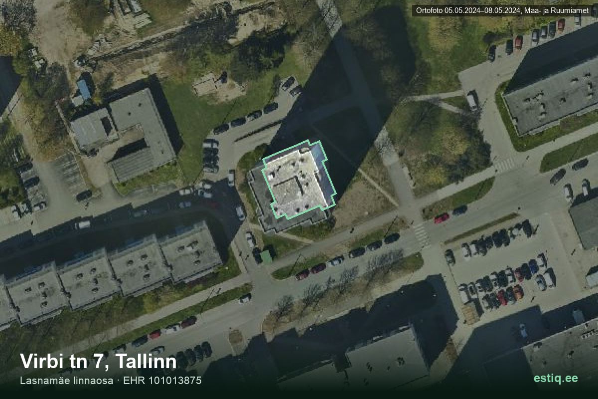 Virbi tänav 7, Tallinn – ilmakuva rakennuksesta, ääriviiva rakennusrekisteristä (EHR)