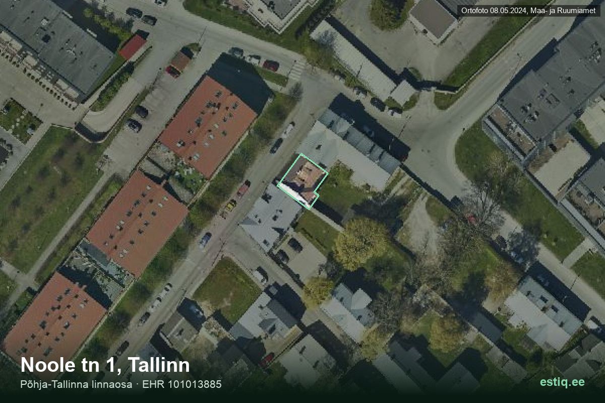 Noole tänav 1, Tallinn – hoone aerofoto, kontuur ehitisregistri (EHR) andmetest