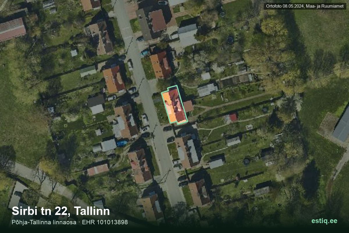 Sirbi tänav 22, Tallinn – hoone aerofoto, kontuur ehitisregistri (EHR) andmetest