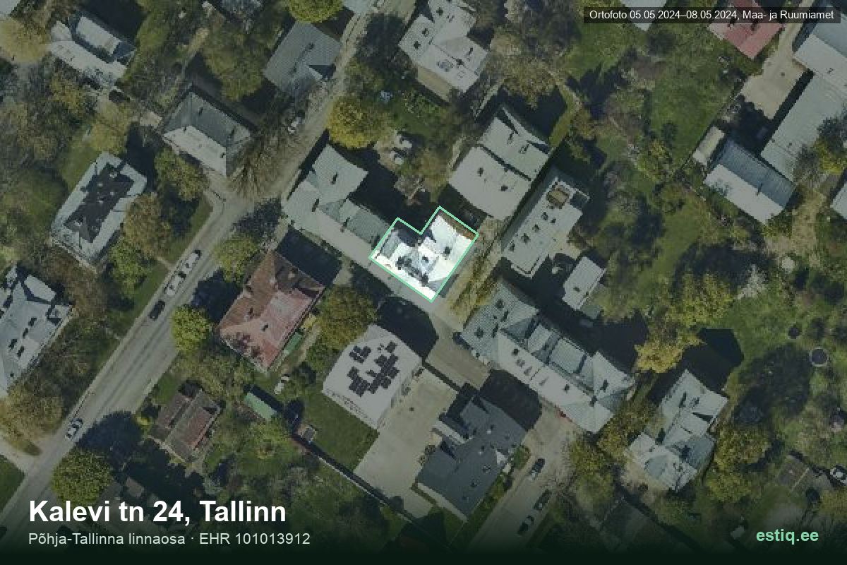 Kalevi tänav 24, Tallinn – hoone aerofoto, kontuur ehitisregistri (EHR) andmetest