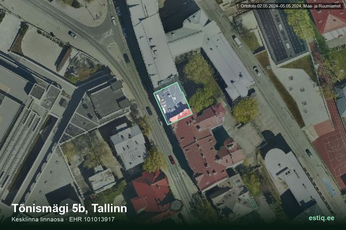 Tõnismägi 5b, Tallinn – hoone aerofoto, kontuur ehitisregistri (EHR) andmetest