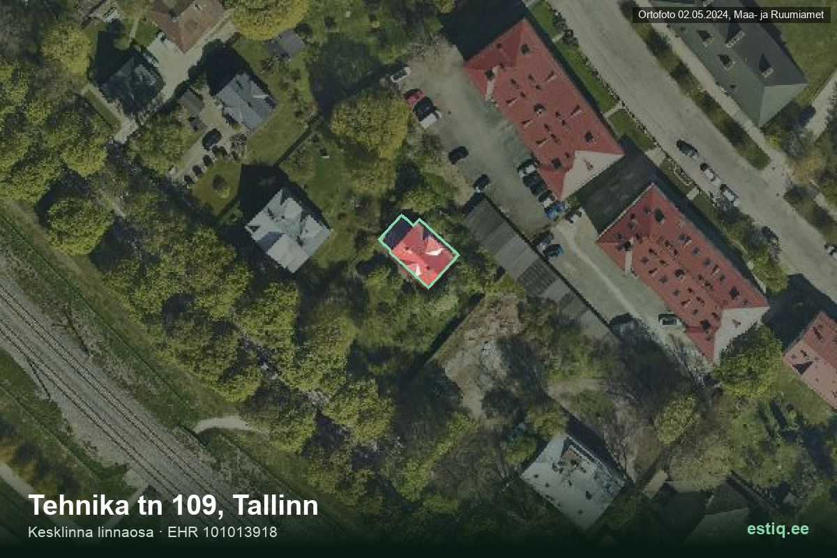 Tehnika tänav 109, Tallinn – ilmakuva rakennuksesta, ääriviiva rakennusrekisteristä (EHR)