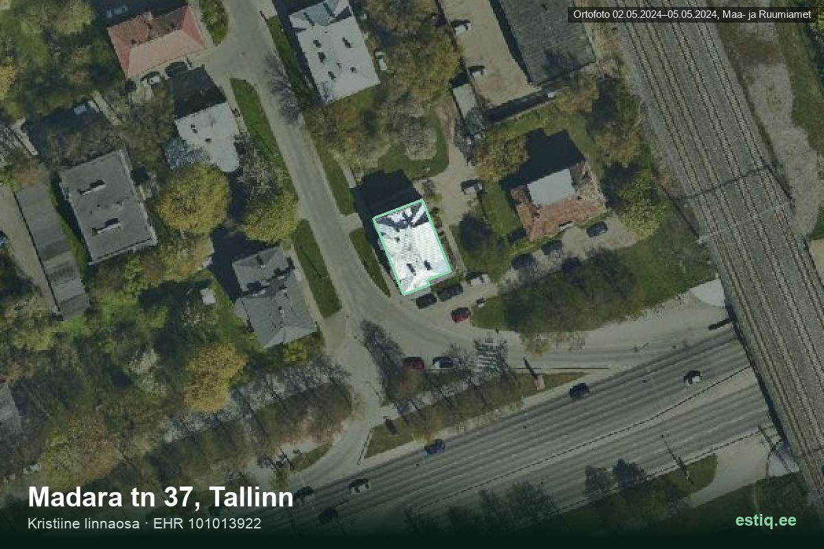 Madara tänav 37, Tallinn – ilmakuva rakennuksesta, ääriviiva rakennusrekisteristä (EHR)