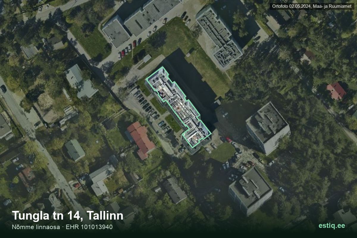 Tungla tänav 14, Tallinn – aerial photo of the building, outline from the Building Register (EHR)