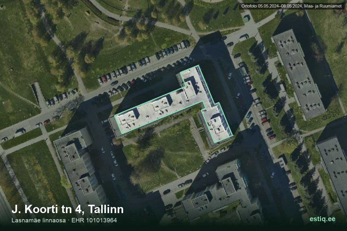J. Koorti tänav 4, Tallinn – aerial photo of the building, outline from the Building Register (EHR)