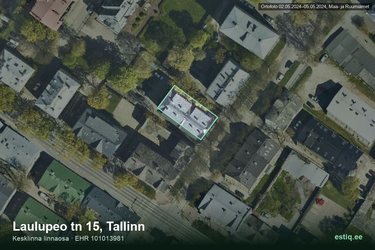 Laulupeo tänav 15, Tallinn – aerial photo of the building, outline from the Building Register (EHR)