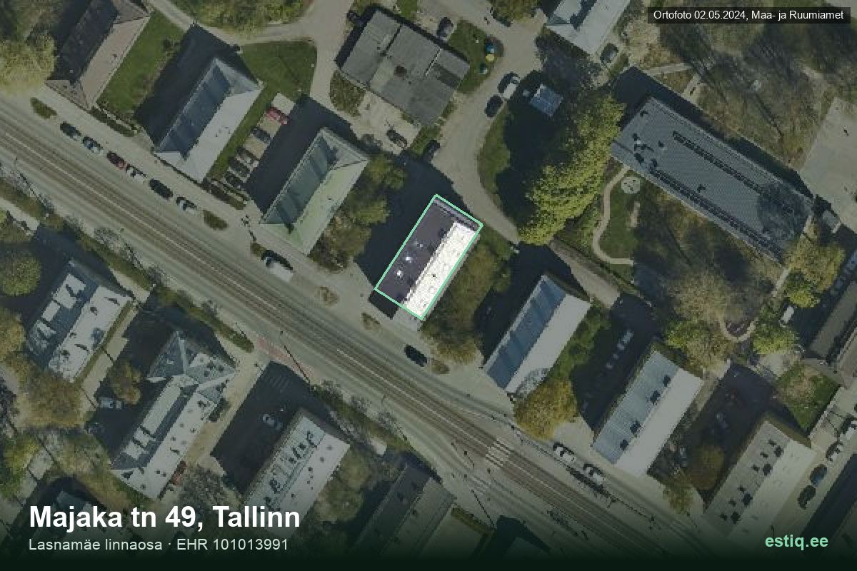 Majaka tänav 49, Tallinn – hoone aerofoto, kontuur ehitisregistri (EHR) andmetest