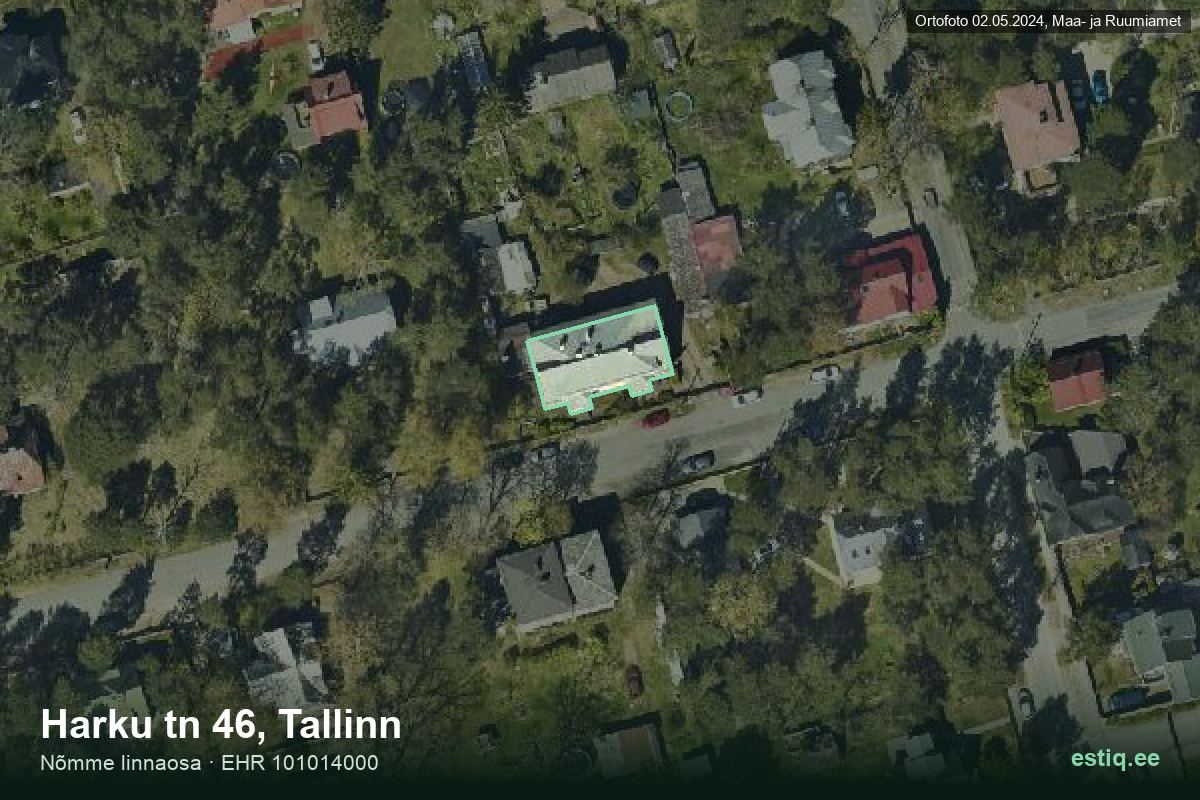Harku tänav 46, Tallinn – ilmakuva rakennuksesta, ääriviiva rakennusrekisteristä (EHR)