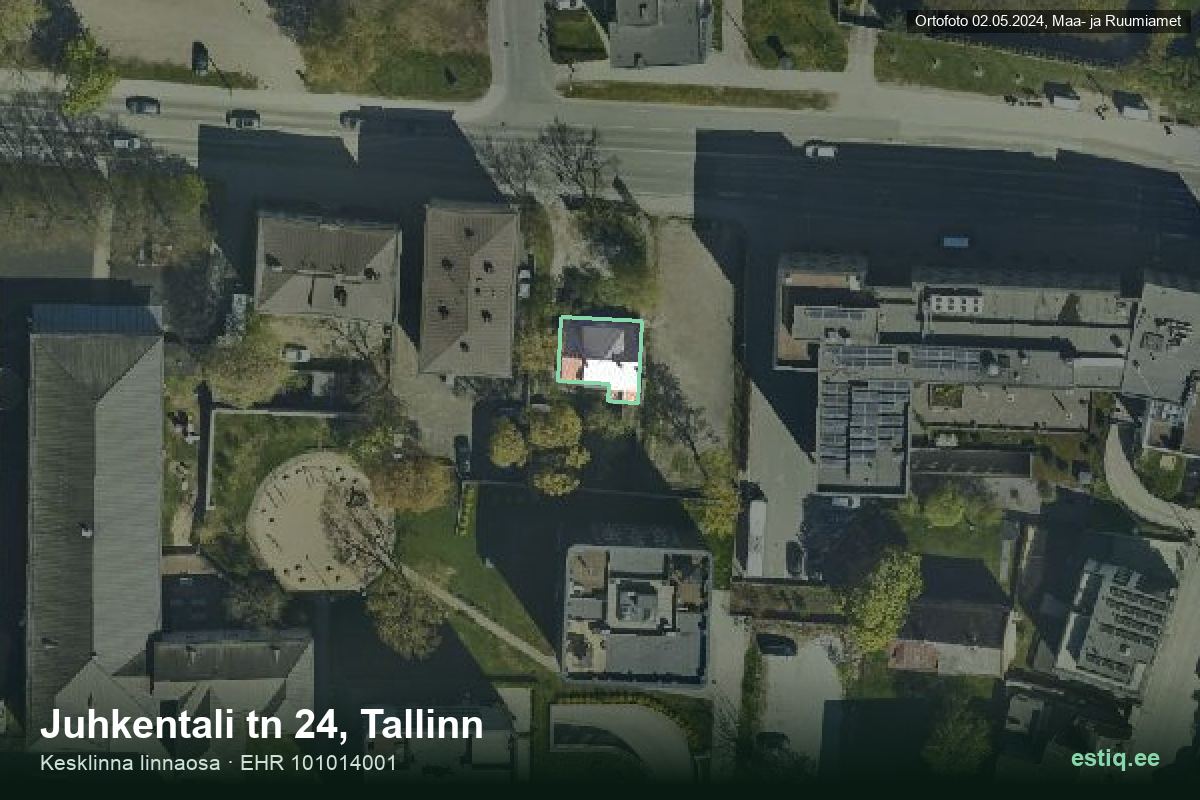 Juhkentali tänav 24, Tallinn – aerial photo of the building, outline from the Building Register (EHR)