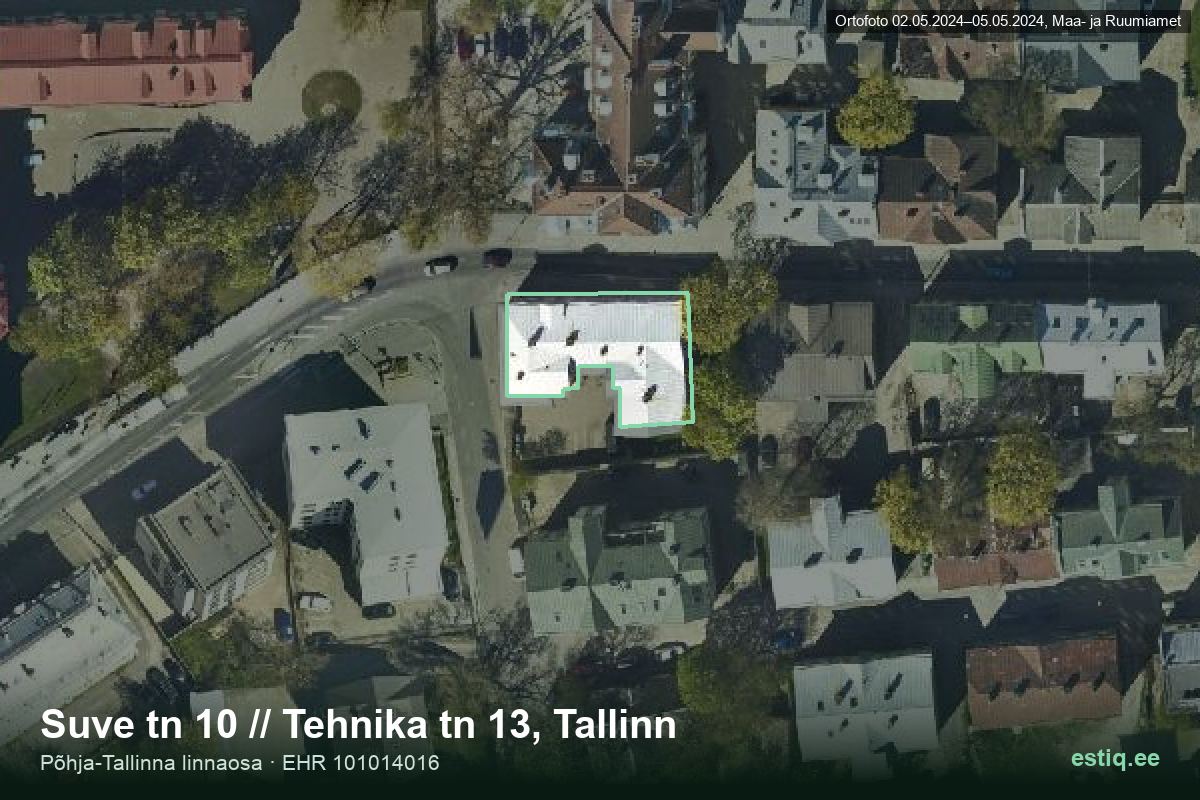 Suve tänav 10, Tallinn – ilmakuva rakennuksesta, ääriviiva rakennusrekisteristä (EHR)