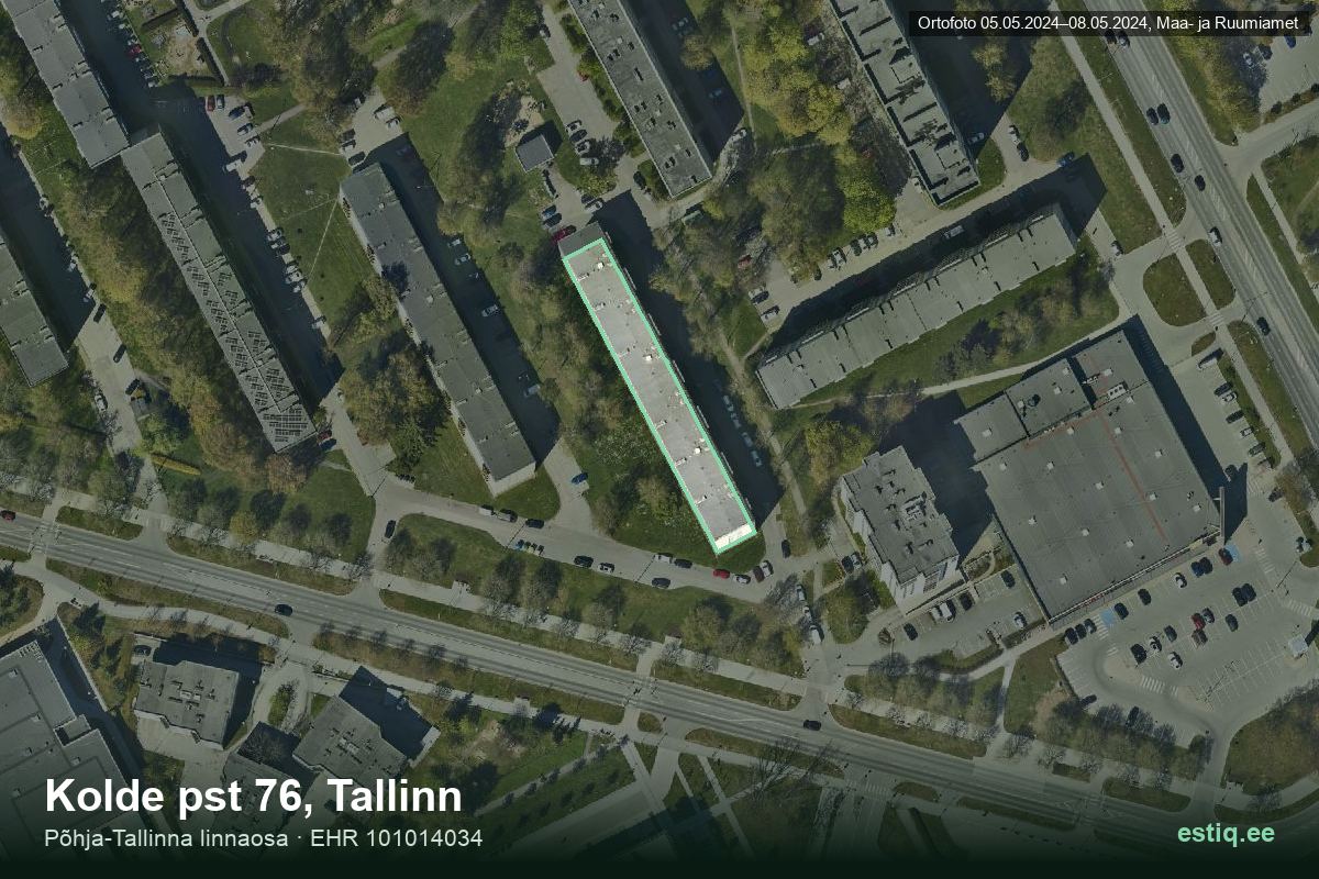 Kolde pst 76, Tallinn – ilmakuva rakennuksesta, ääriviiva rakennusrekisteristä (EHR)