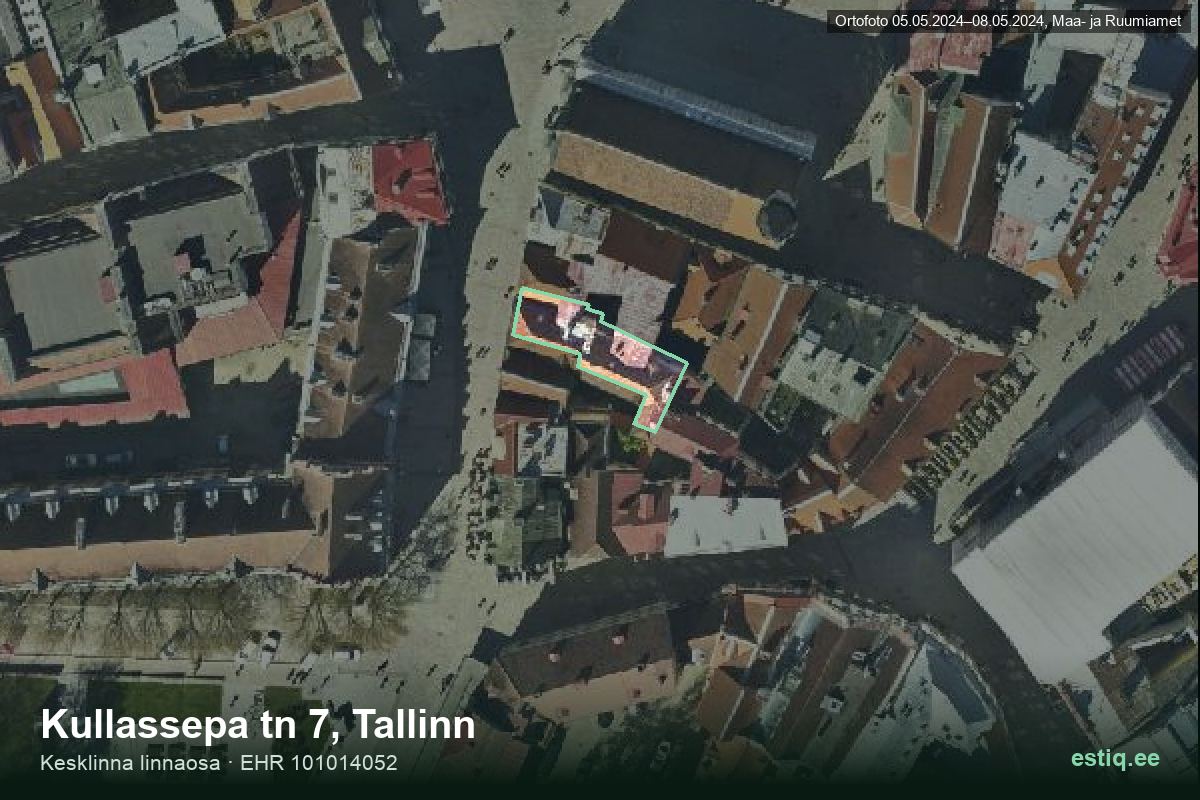 Kullassepa tänav 7, Tallinn – ilmakuva rakennuksesta, ääriviiva rakennusrekisteristä (EHR)