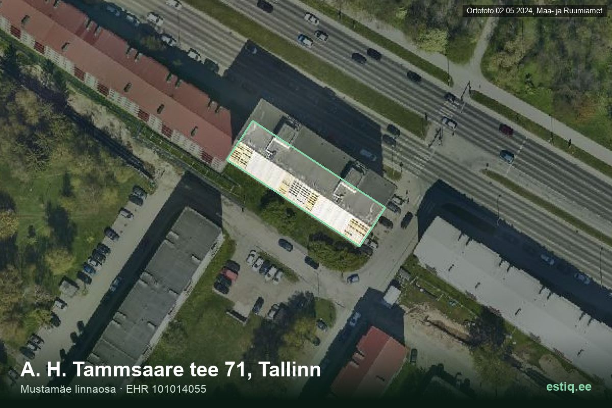 A. H. Tammsaare tee 71, Tallinn – hoone aerofoto, kontuur ehitisregistri (EHR) andmetest