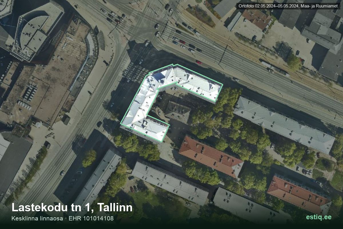 Tartu mnt 24, Tallinn – hoone aerofoto, kontuur ehitisregistri (EHR) andmetest