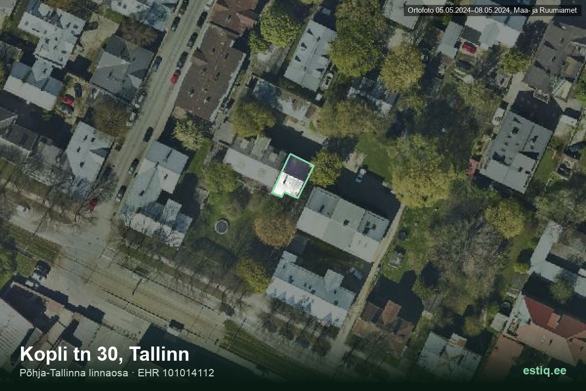Kopli tänav 30, Tallinn – hoone aerofoto, kontuur ehitisregistri (EHR) andmetest