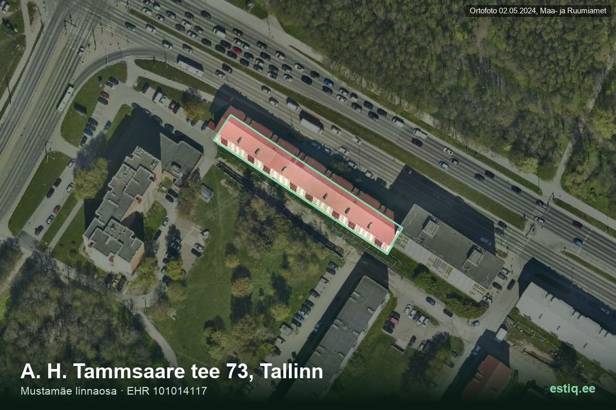 A. H. Tammsaare tee 73, Tallinn – hoone aerofoto, kontuur ehitisregistri (EHR) andmetest