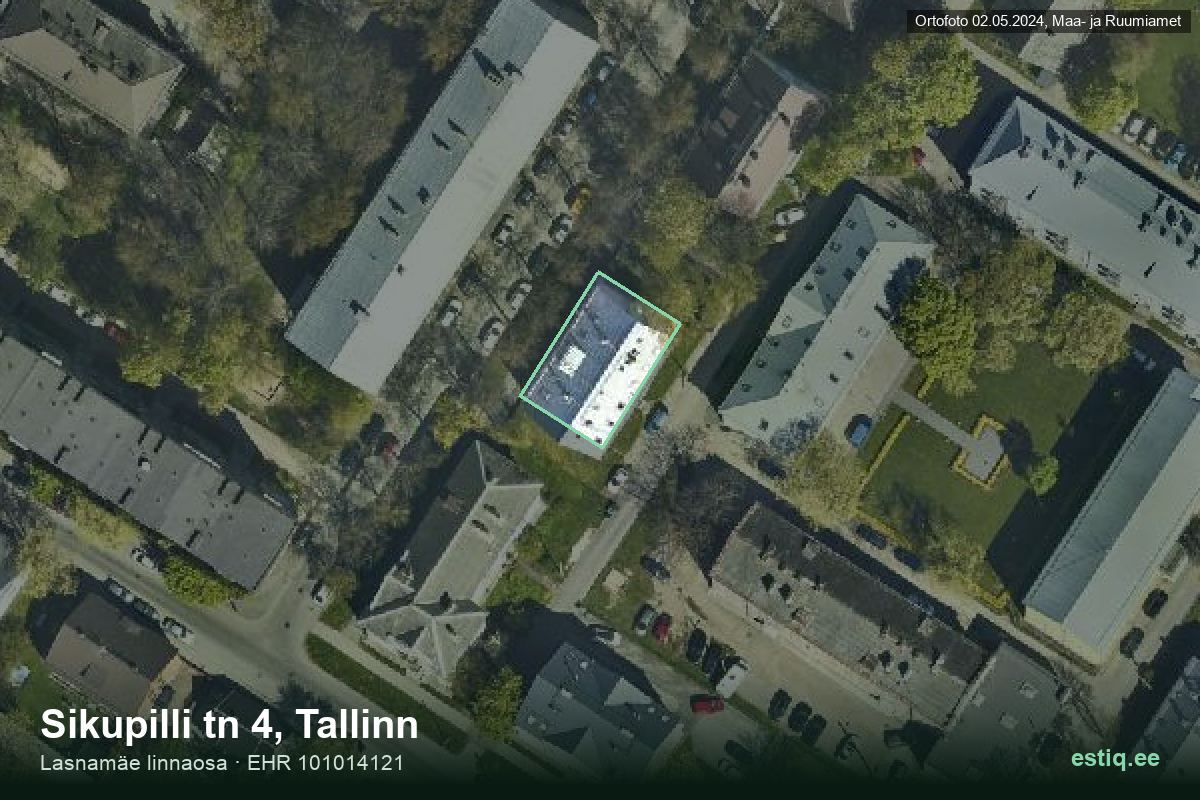 Sikupilli tänav 4, Tallinn – hoone aerofoto, kontuur ehitisregistri (EHR) andmetest