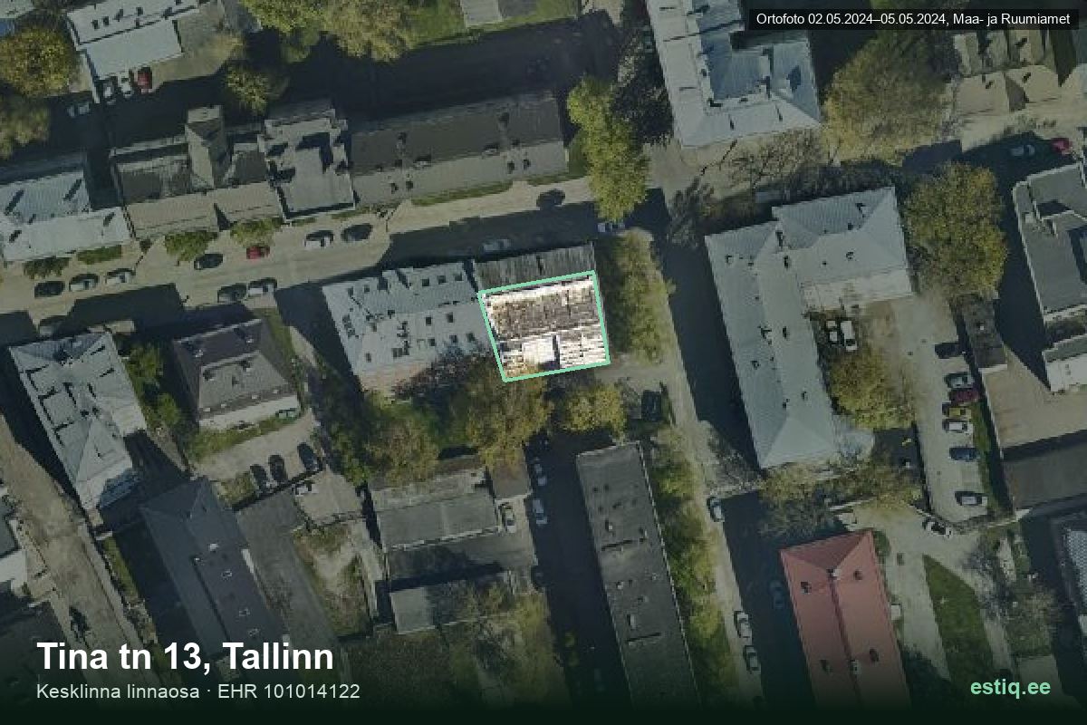Tina tänav 13, Tallinn – aerial photo of the building, outline from the Building Register (EHR)