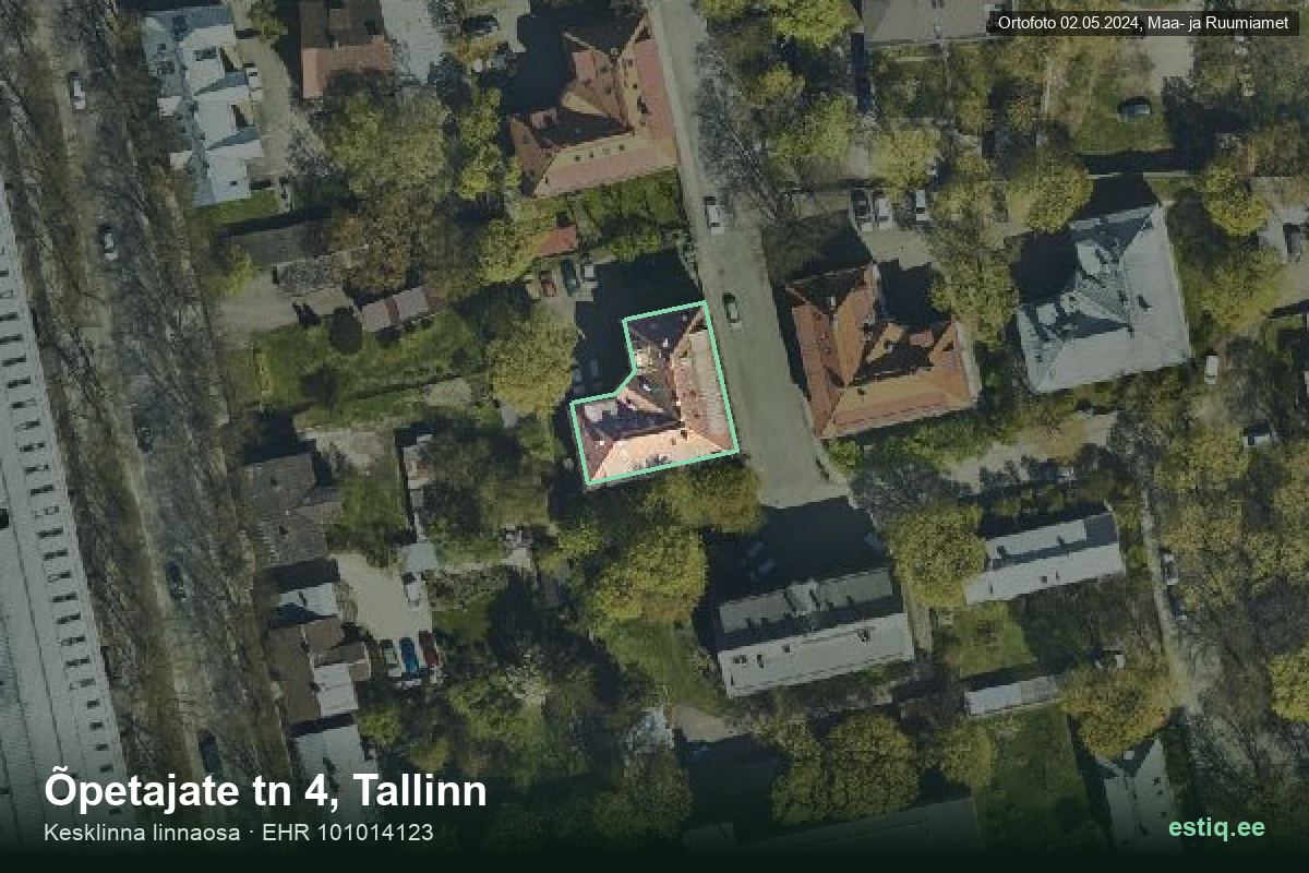 Õpetajate tänav 4, Tallinn – hoone aerofoto, kontuur ehitisregistri (EHR) andmetest