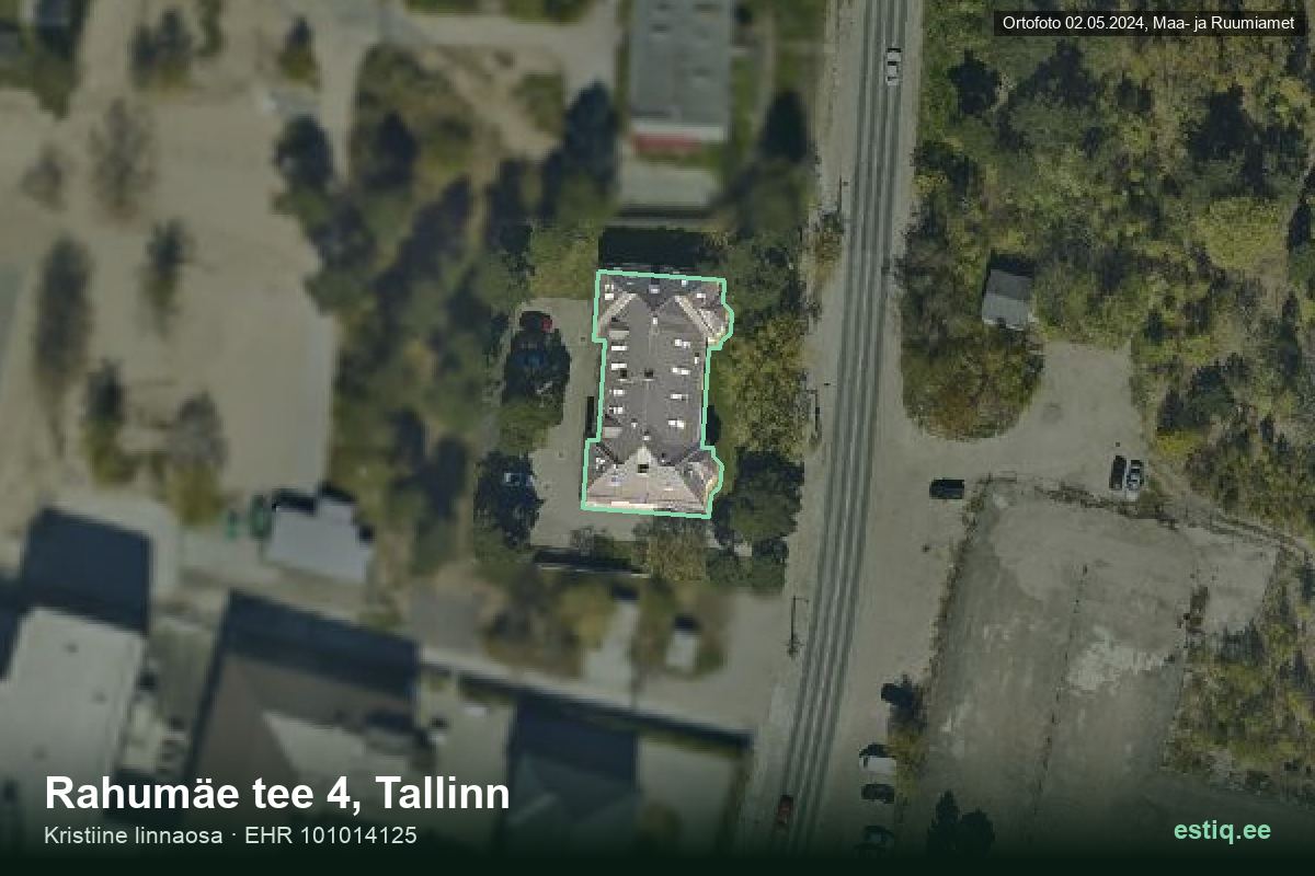 Rahumäe tee 4, Tallinn – hoone aerofoto, kontuur ehitisregistri (EHR) andmetest