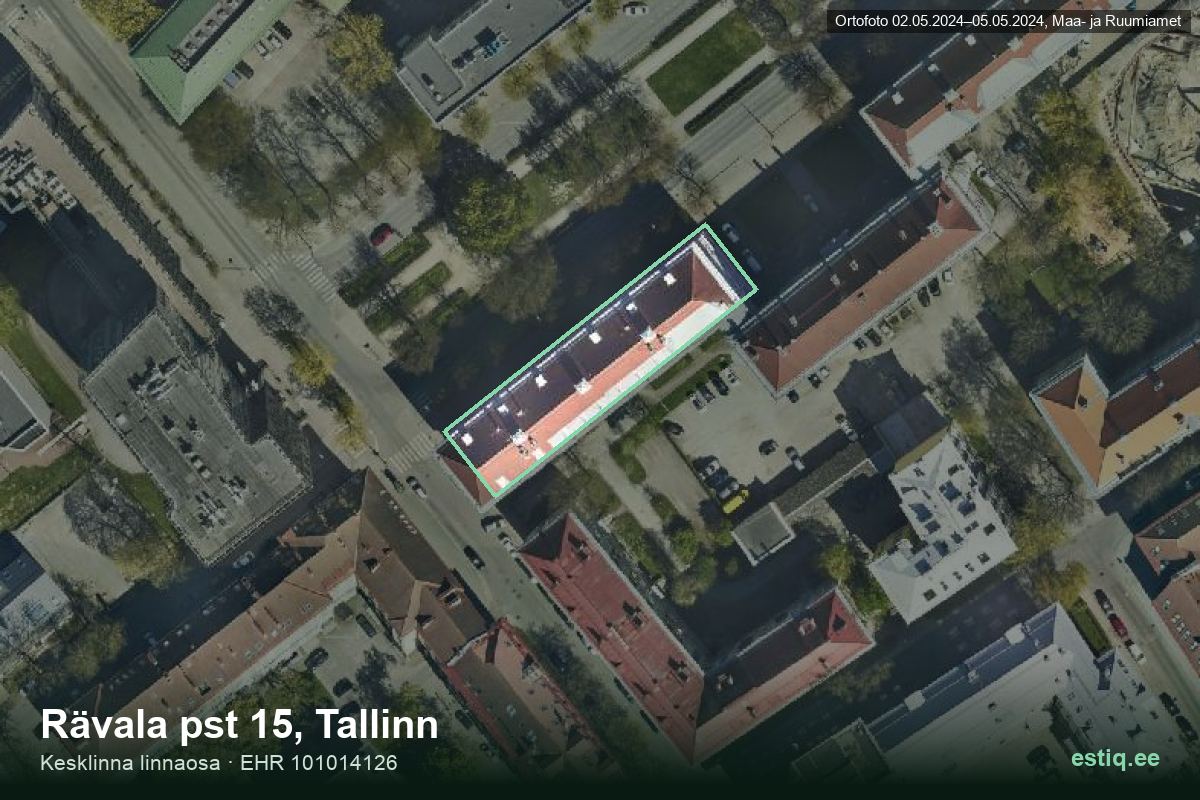 Rävala pst 15, Tallinn – aerial photo of the building, outline from the Building Register (EHR)