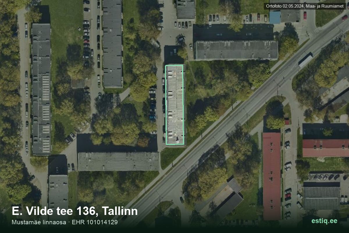 E. Vilde tee 136, Tallinn – ilmakuva rakennuksesta, ääriviiva rakennusrekisteristä (EHR)