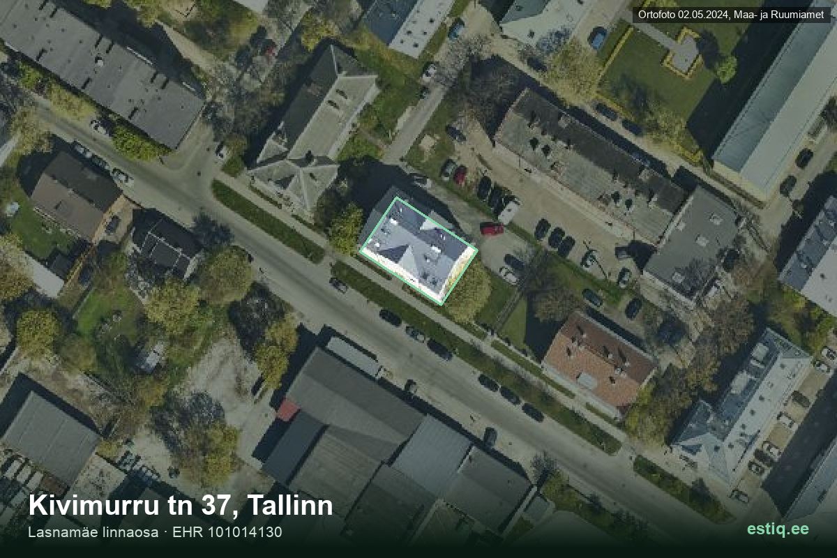 Kivimurru tänav 37, Tallinn – aerial photo of the building, outline from the Building Register (EHR)
