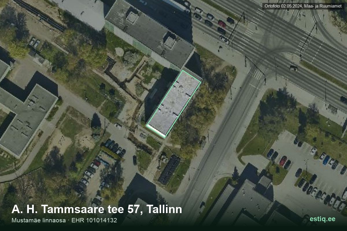 A. H. Tammsaare tee 57, Tallinn – hoone aerofoto, kontuur ehitisregistri (EHR) andmetest
