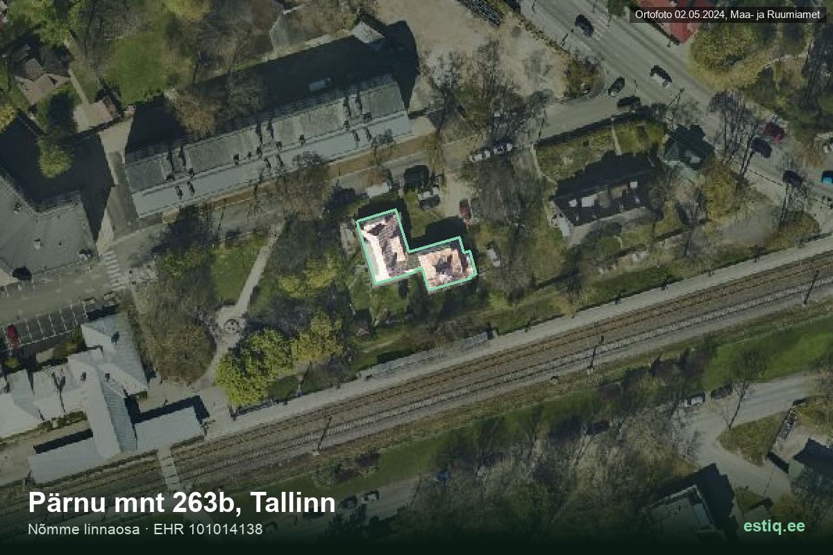 Pärnu mnt 263b, Tallinn – ilmakuva rakennuksesta, ääriviiva rakennusrekisteristä (EHR)